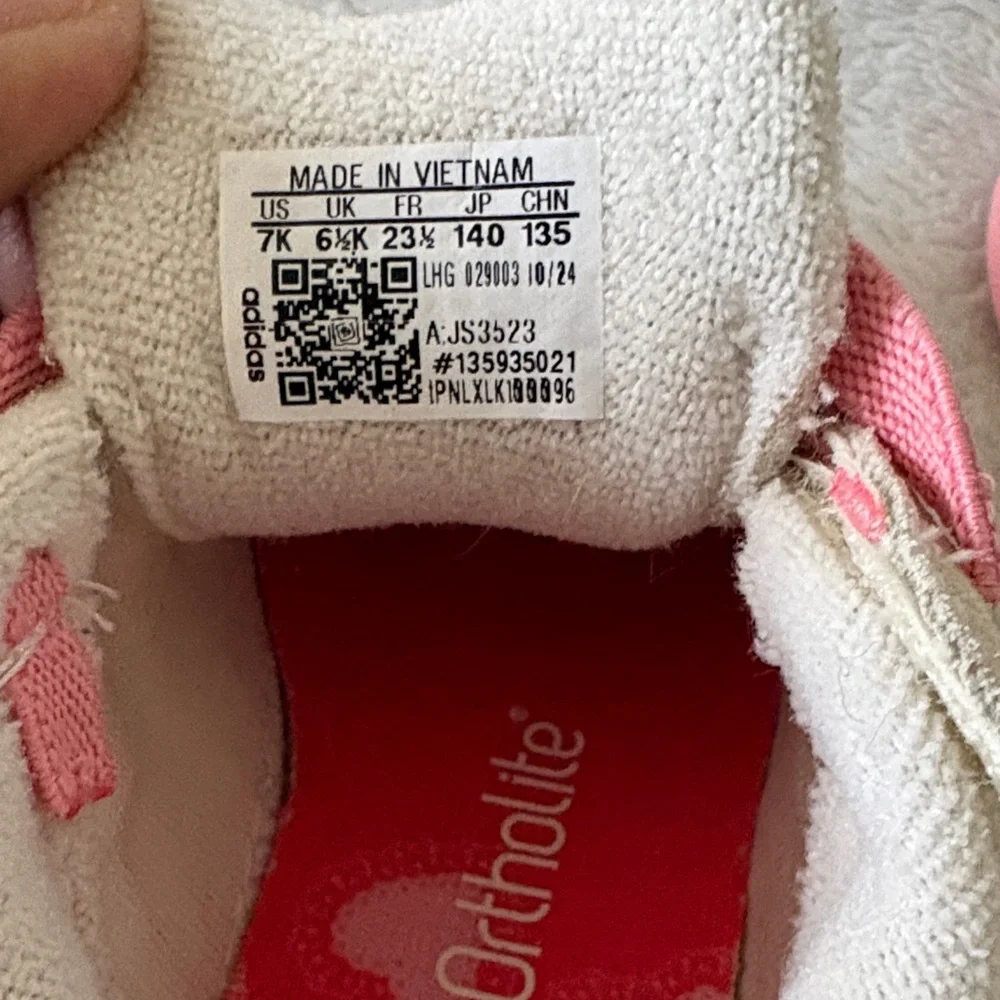 adidas Kids Cream Suede Sneakers with Pink Accents